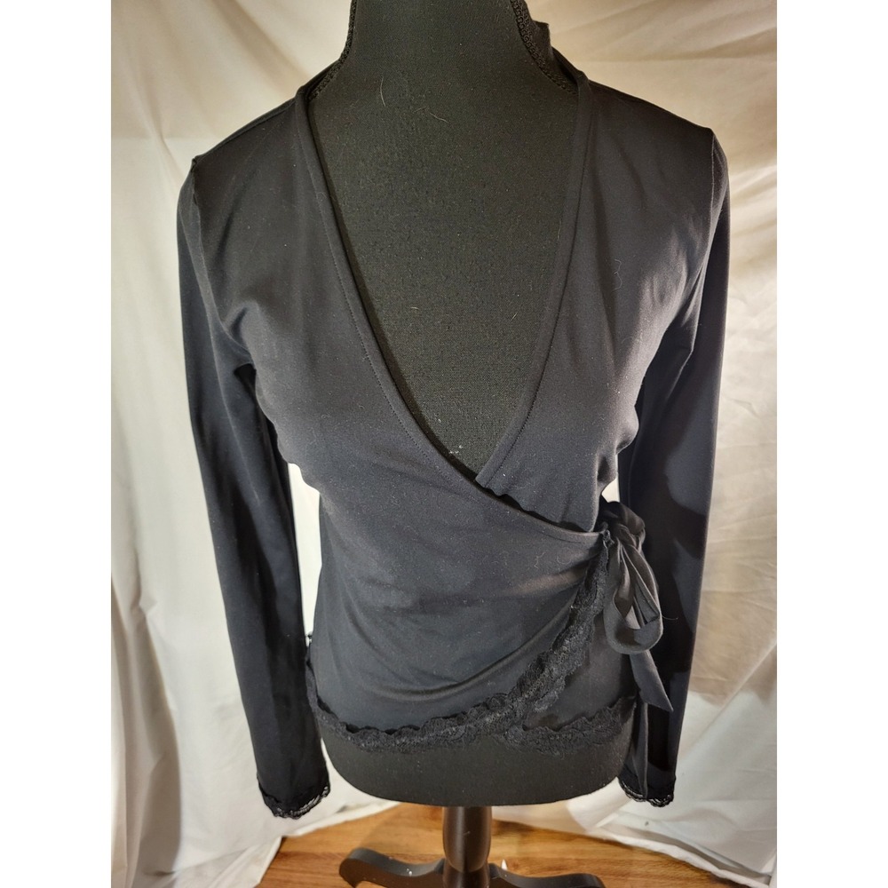 NWT White Fox Size Small Black Wrap Long Sleeve Shirt
